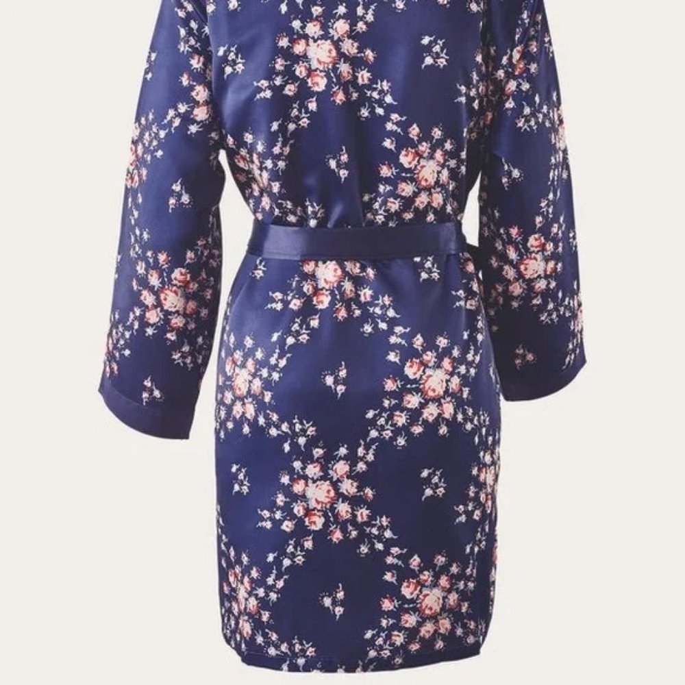 Floral Satin Robe - Picture 2 of 8